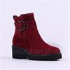 Paul Green Strap Buckle Wedge Heel Boot - Bordeaux Suede